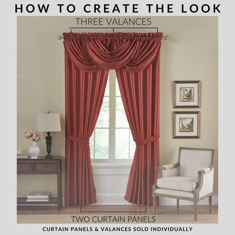 Elrene Home Fashions Versailles Faux-Silk Room-Darkening Curtain Panel, Blackout Curtain with Rod Pocket, 52 Inches by 95 Inches, Red, 1 Panel - Image 3